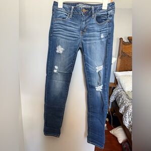 American Eagle Outfitters Ripped Dark Blue Skinny Jeans